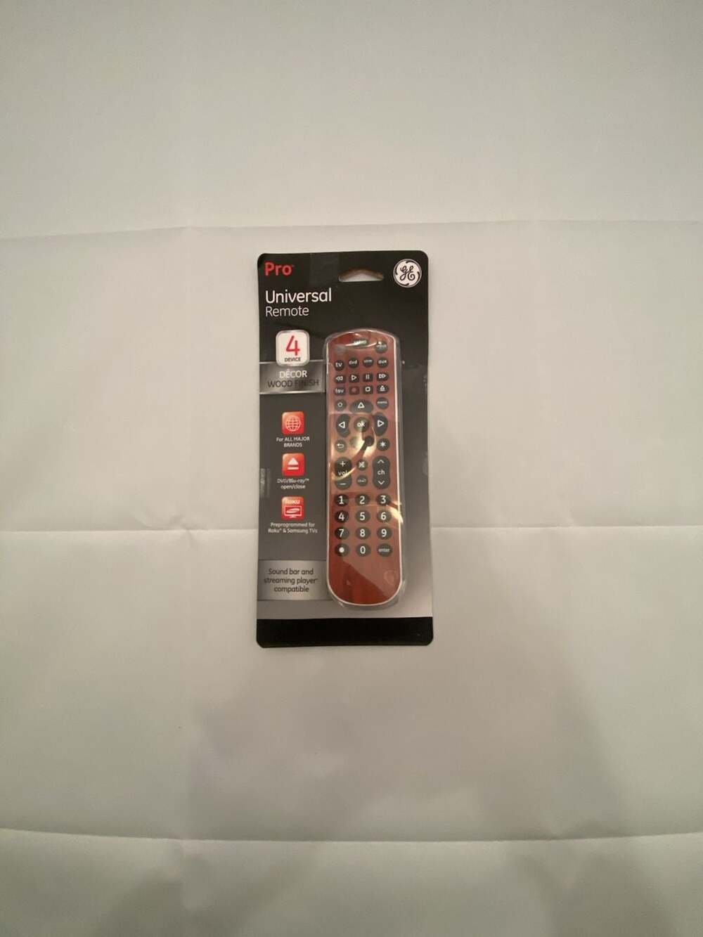 GE Pro 4-Device Universal Remote Control Wood Finish